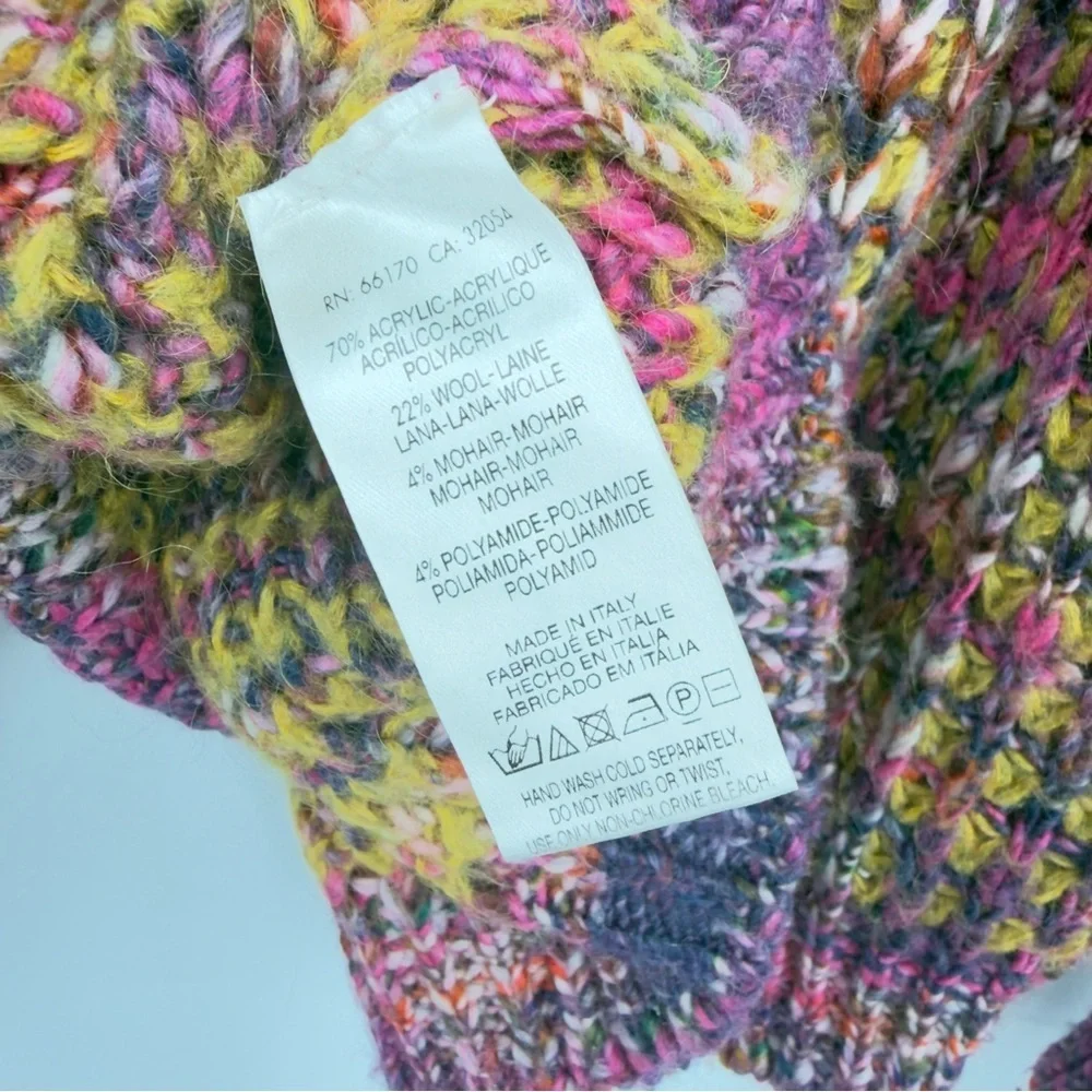 Anthropologie MOTH Multicolor Chunky Knit Sweater Size Small Wool Mohair Italy